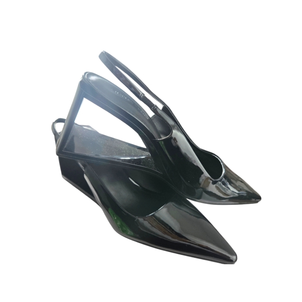 Chic Black Patent Leather Slingback Heels